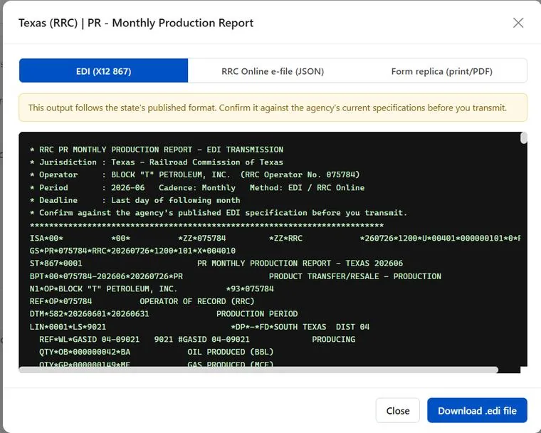 EDI X12 867 output